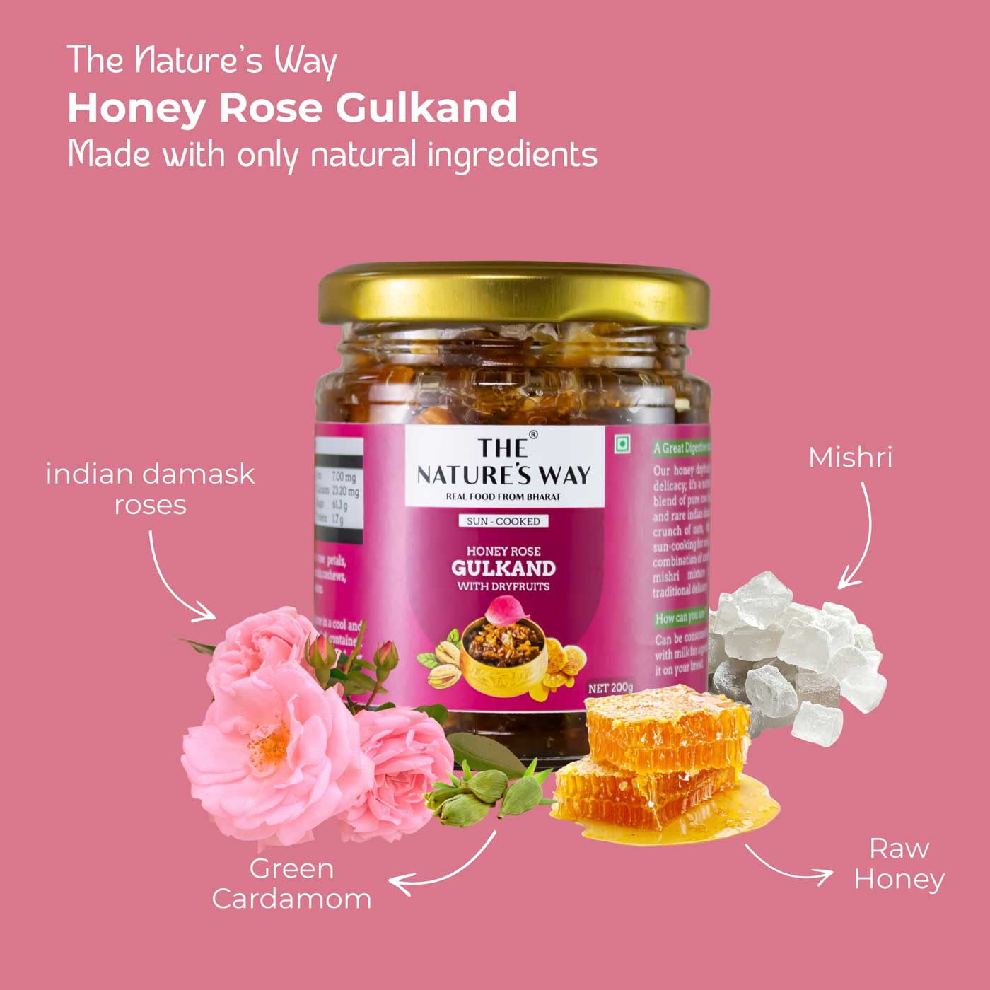 The natures way Honey Rose Gulkand | organic gulkand