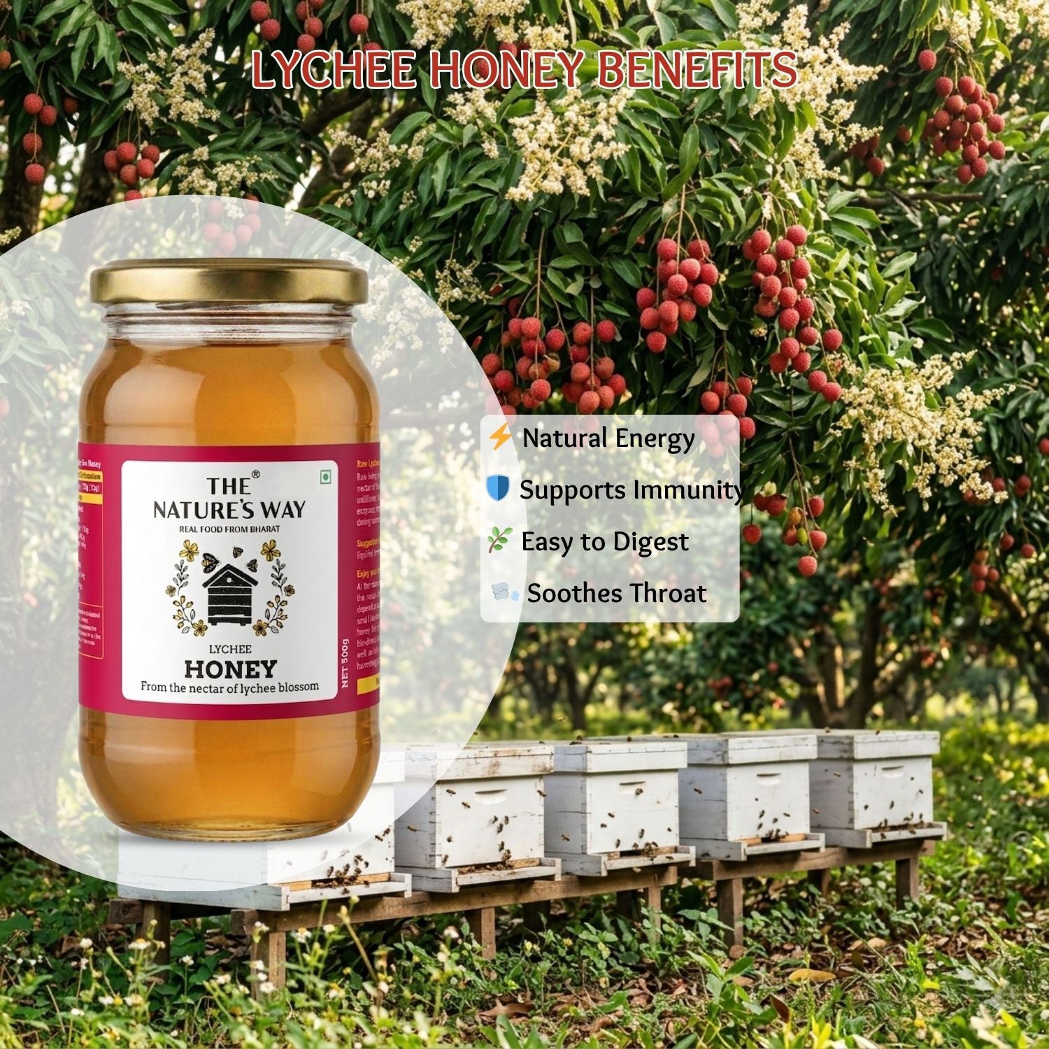 Premium lychee honey raw unprocessed natural honey India