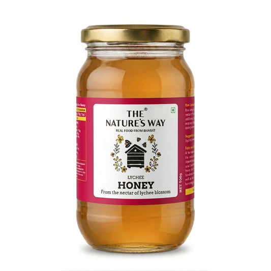 Lychee honey jar by The Natures Way made from Bihar lychee blossoms pure raw honey